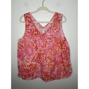 Nic+Zoe Women’s Pink Orange Sleeveless Tank Top V Neck Size XL